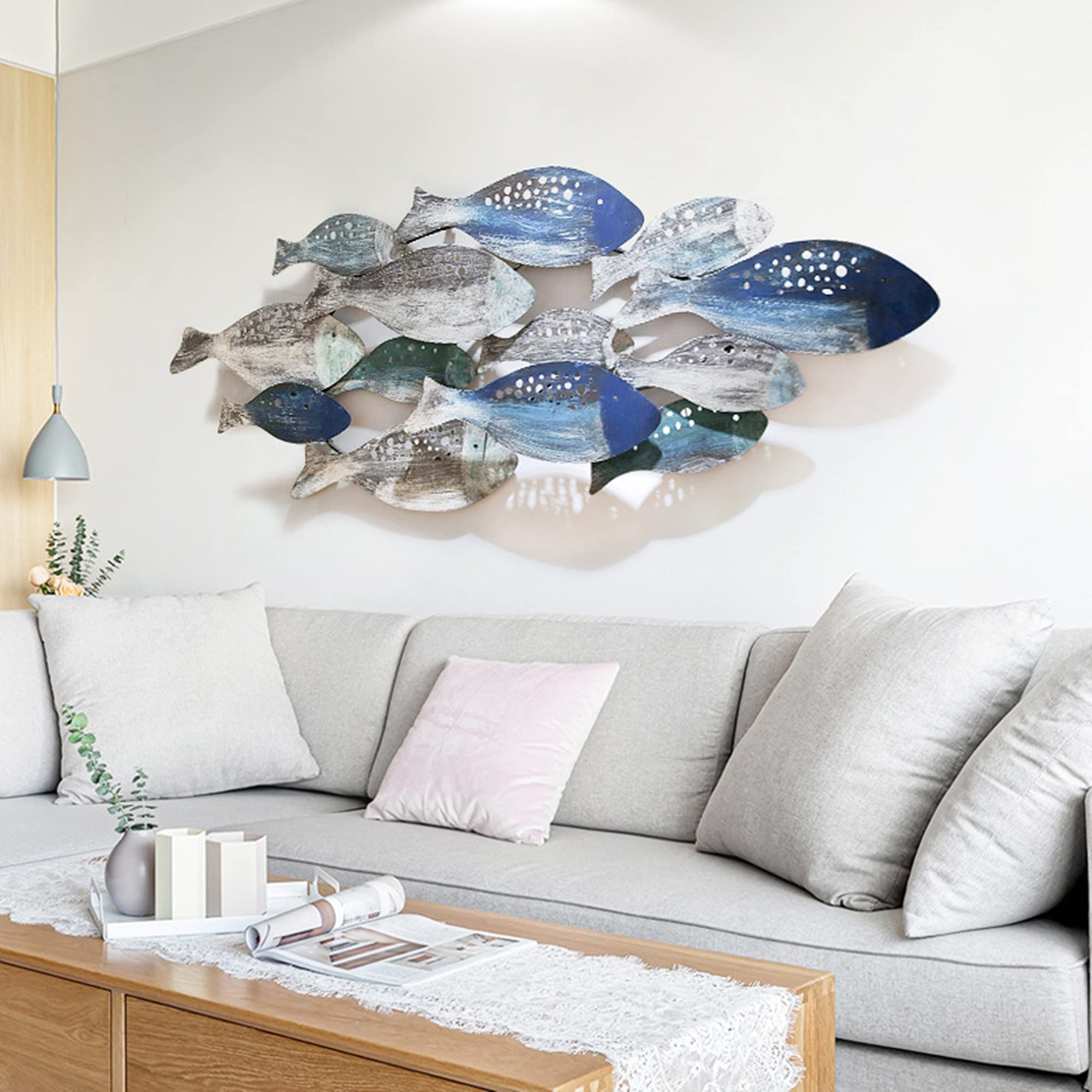 FMXYMC Coastal Ocean Metal 3D Fish Wall Sculpture for Living Room/Dining Room/Bedroom
| Hand Painted 50" x 20" FMXYMC M