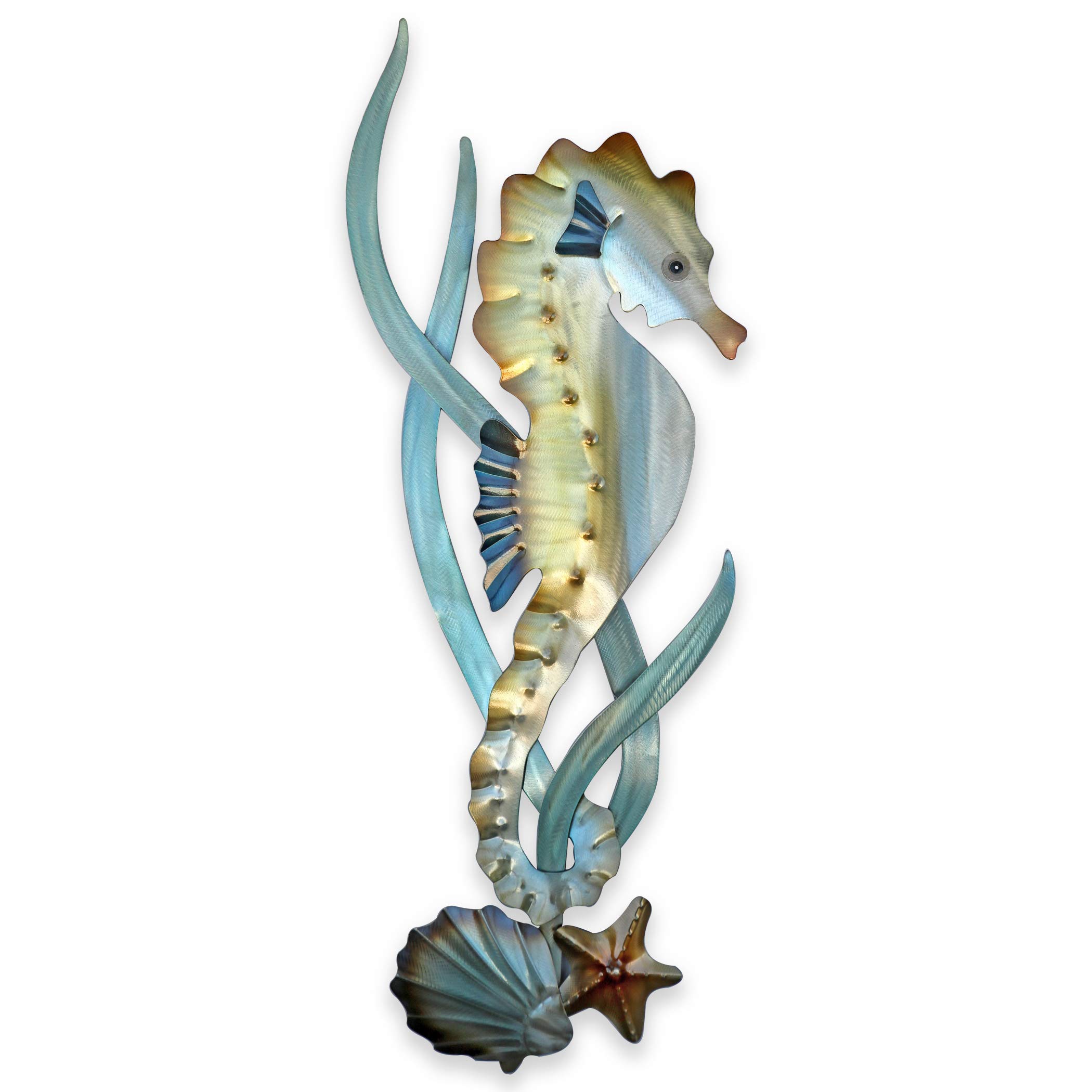 T.I. Design Seahorse Coastal Contemporary Beach Metal Wall Decor for Home Beach House Outdoor Decor Best Selling Large S