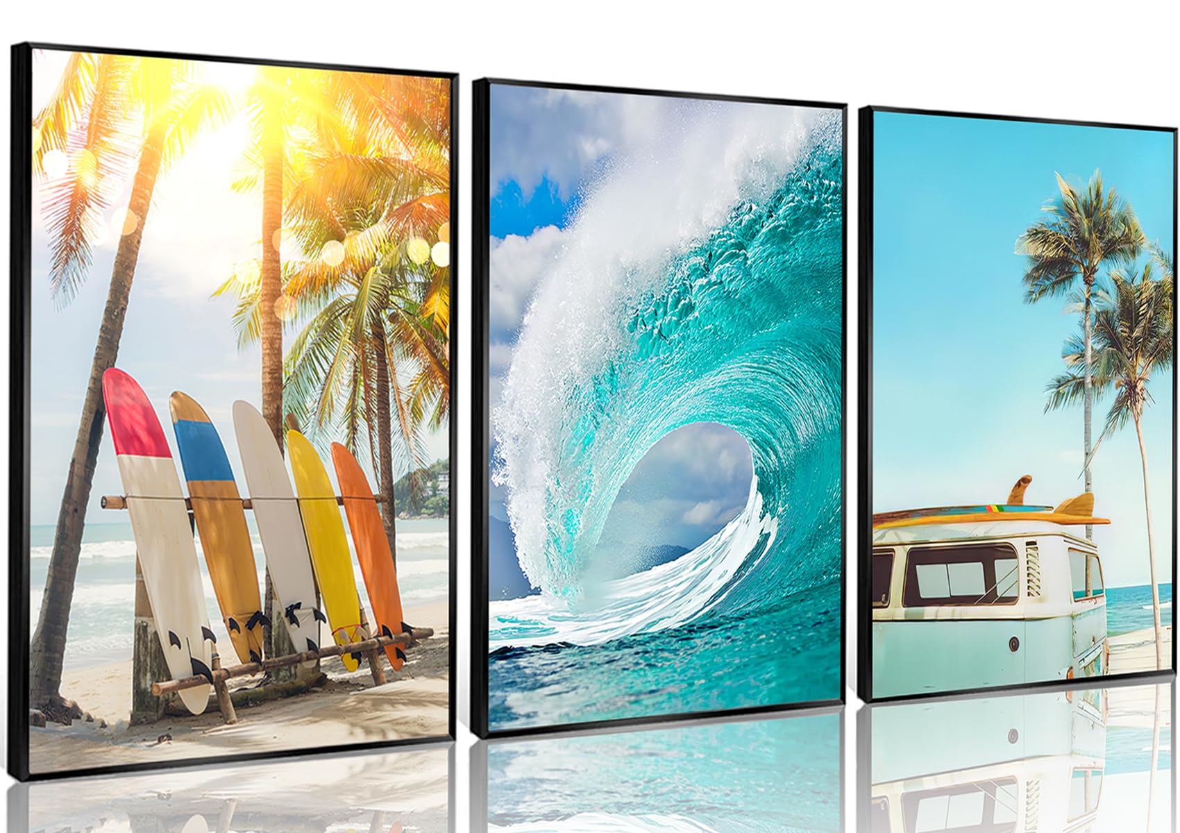 UIFBPLCV Beach Wall Art Coastal Surfing Poster Coastal Beach Art Prints 12x16 Inch Unframed for Bedroom Bathroom Living