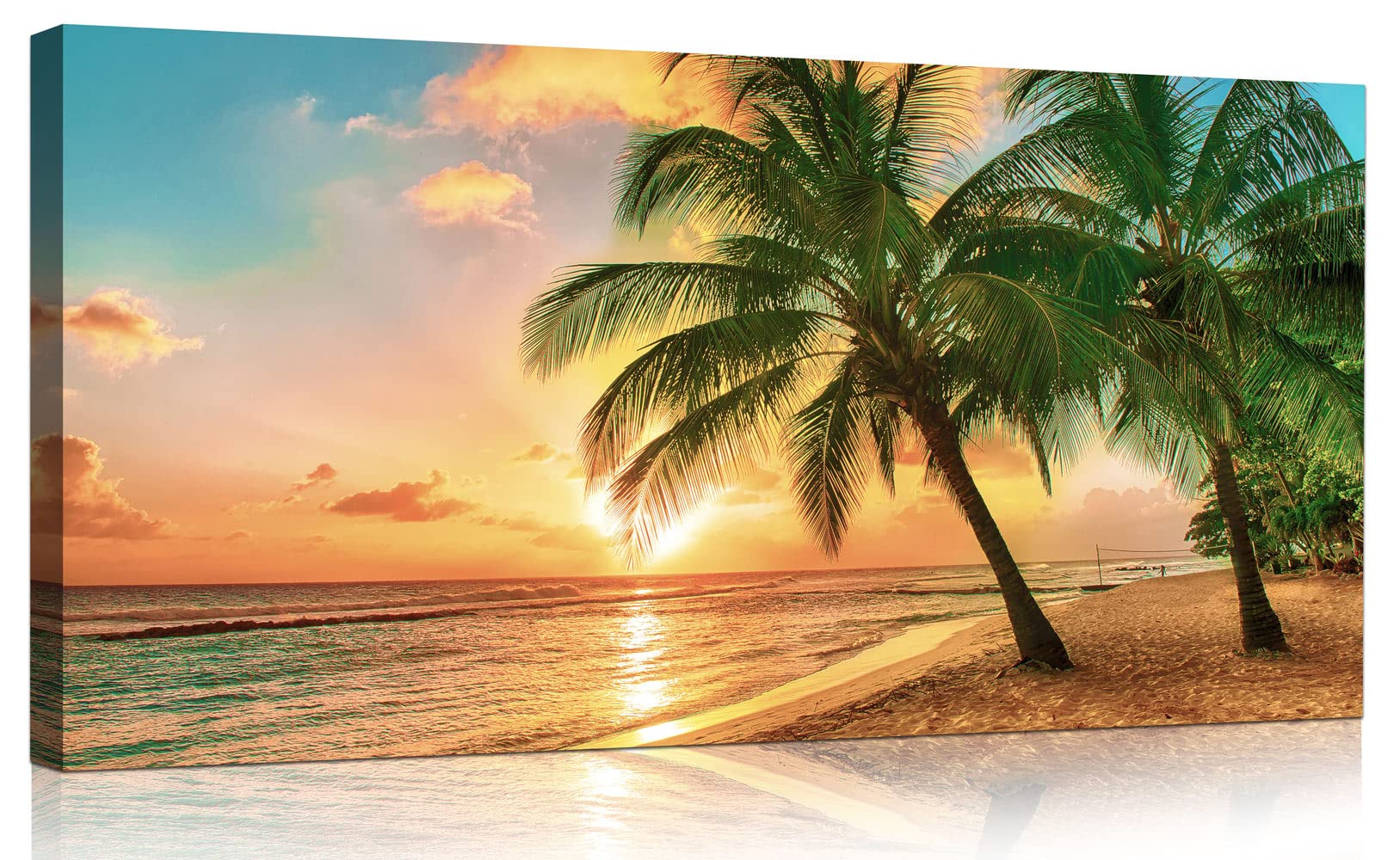 Ocean Canvas Wall Decor for Living Room and Bedroom  
Tropical Palm Tree Picture for Coastal Home Decor  
Gold Sunset Ar