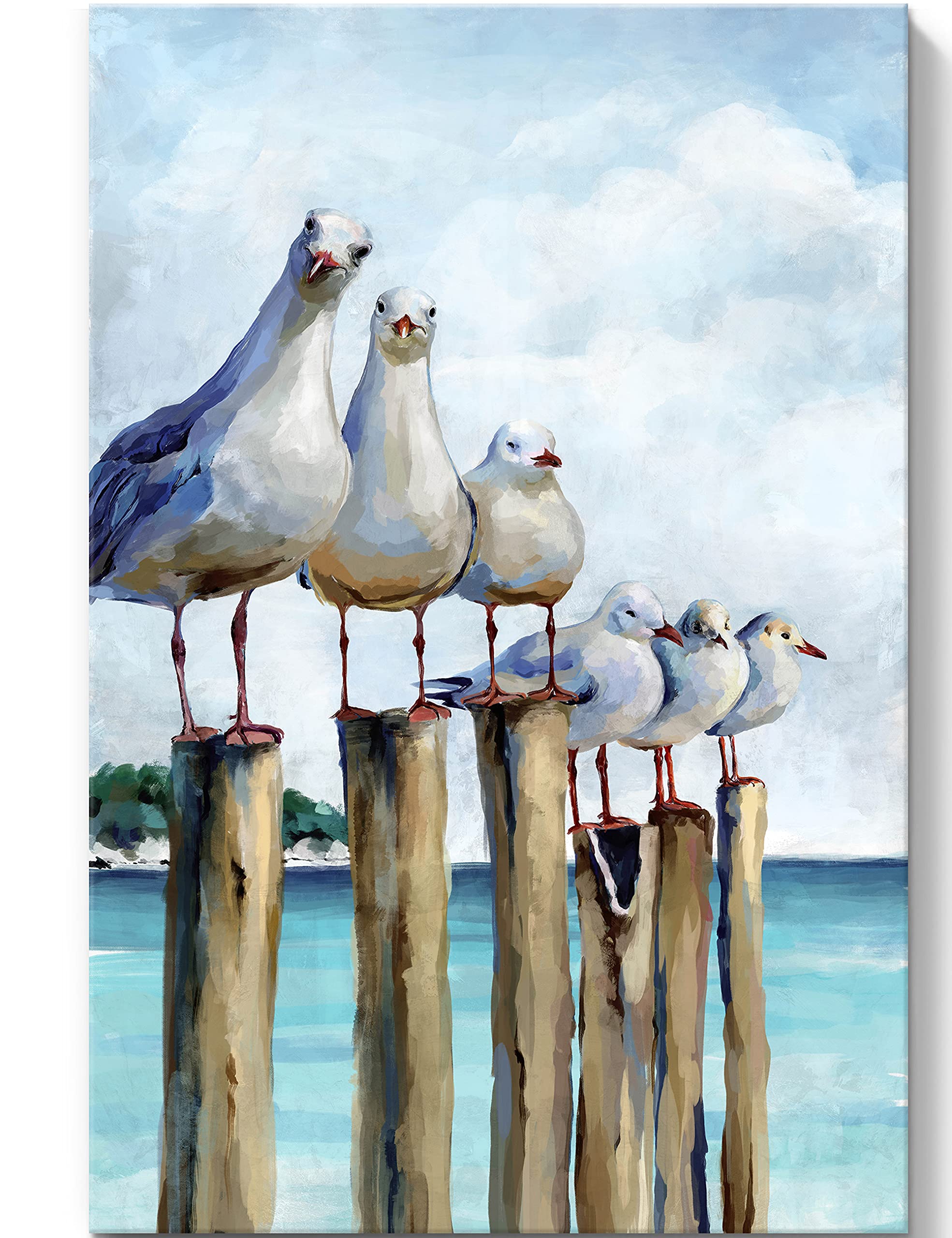 SUMGAR Ocean Wall Art for Bathroom Bedroom Living Room Teal Beach Canvas Prints 16"x24"