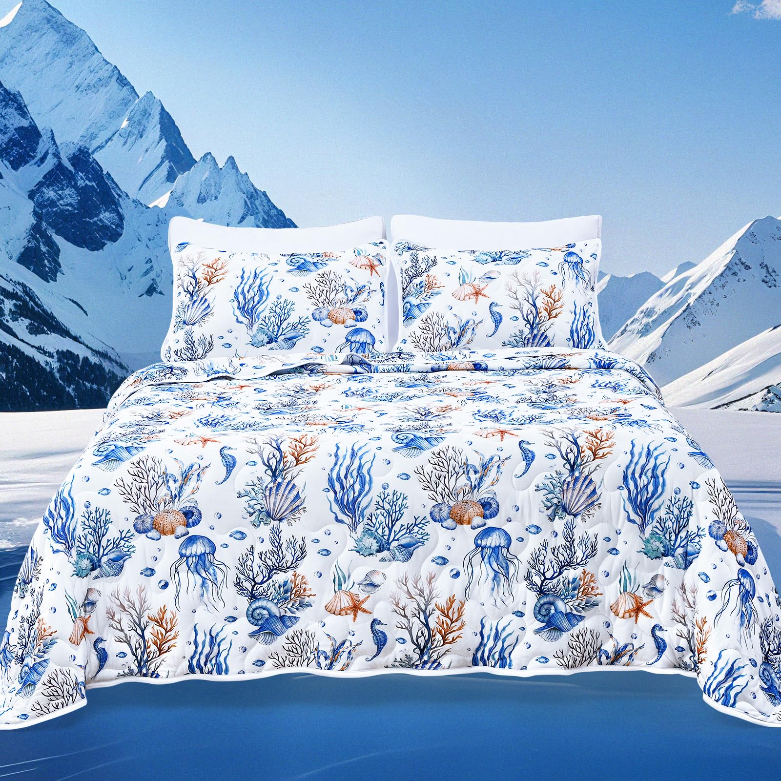 Uspring Cooling Comforter Quilts for Hot Sleepers (Blue, Queen Size)  
Uspring Double-Sided Cool Comforter Set (Blue, Qu